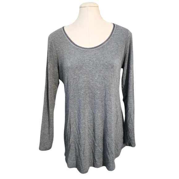 White House Black Market Tops - WHBM Shirt Women's Medium Gray Lightweight Long Sleeve Scoop Neck Rayon Stretch
